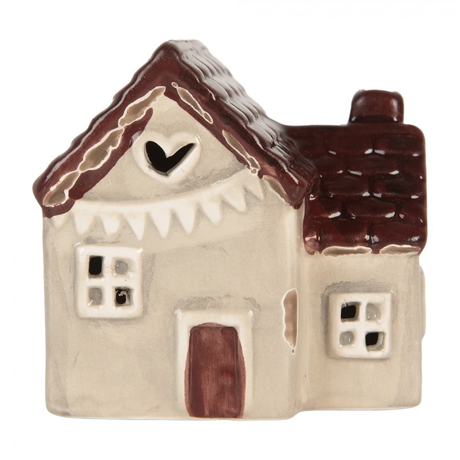Decorative House With LED LED 6x8x8 Cm Beige Ceramic - LED 8*6*8 cm