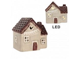 Decorative House With LED LED 6x8x8 Cm Beige Ceramic - LED 8*6*8 cm