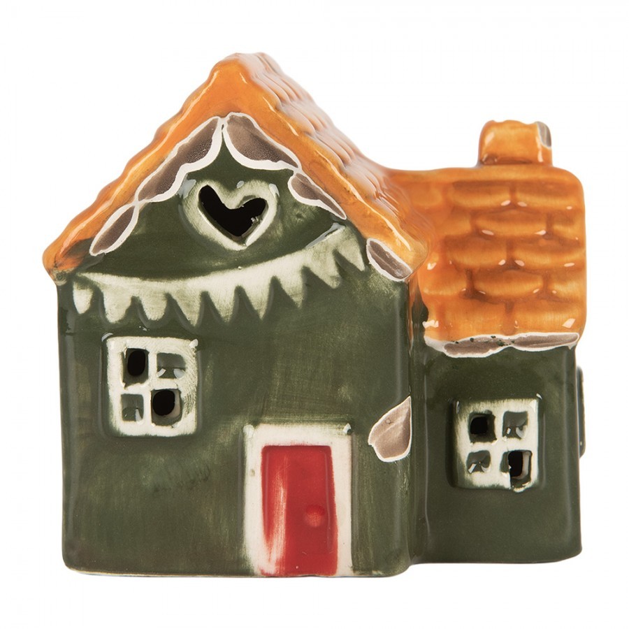 Decorative House With LED LED 6x8x8 Cm Green Ceramic - LED 8*6*8 cm