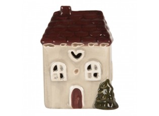 Béžový keramický LED domek Lamont - 7*6*10 cm