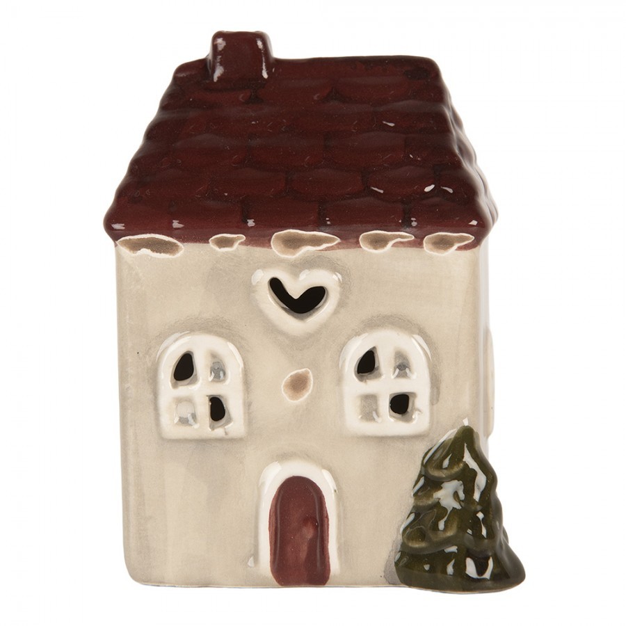Béžový keramický LED domek Lamont - 7*6*10 cm
