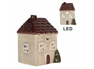Béžový keramický LED domek Lamont - 7*6*10 cm