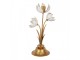Bílo-zlatý antik kovový svícen na úzkou svíčku Flower - 16*11*30 cm Clayre & Eef