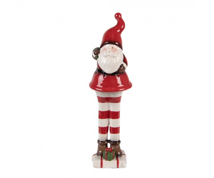 Christmas Decoration Figurine Santa Claus 23 Cm Red White Ceramic - 7.0 cm Clayre & Eef