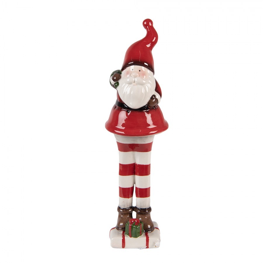 Christmas Decoration Figurine Santa Claus 23 Cm Red White Ceramic - 7.0 cm