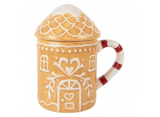 Keramický hrnek perníková chaloupka s víčkem - 13*10*15 cm / 350 ml