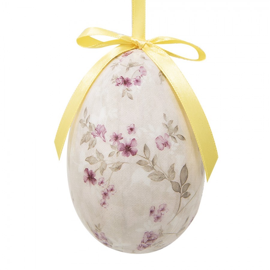 6ks dekorace závěsné vajíčko s květy Spring Egg - Ø 7*10 cm