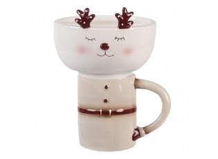 Keramický hrnek s mističkou jelen Deer - 12*12*18 cm / 250 ml / 250 ml