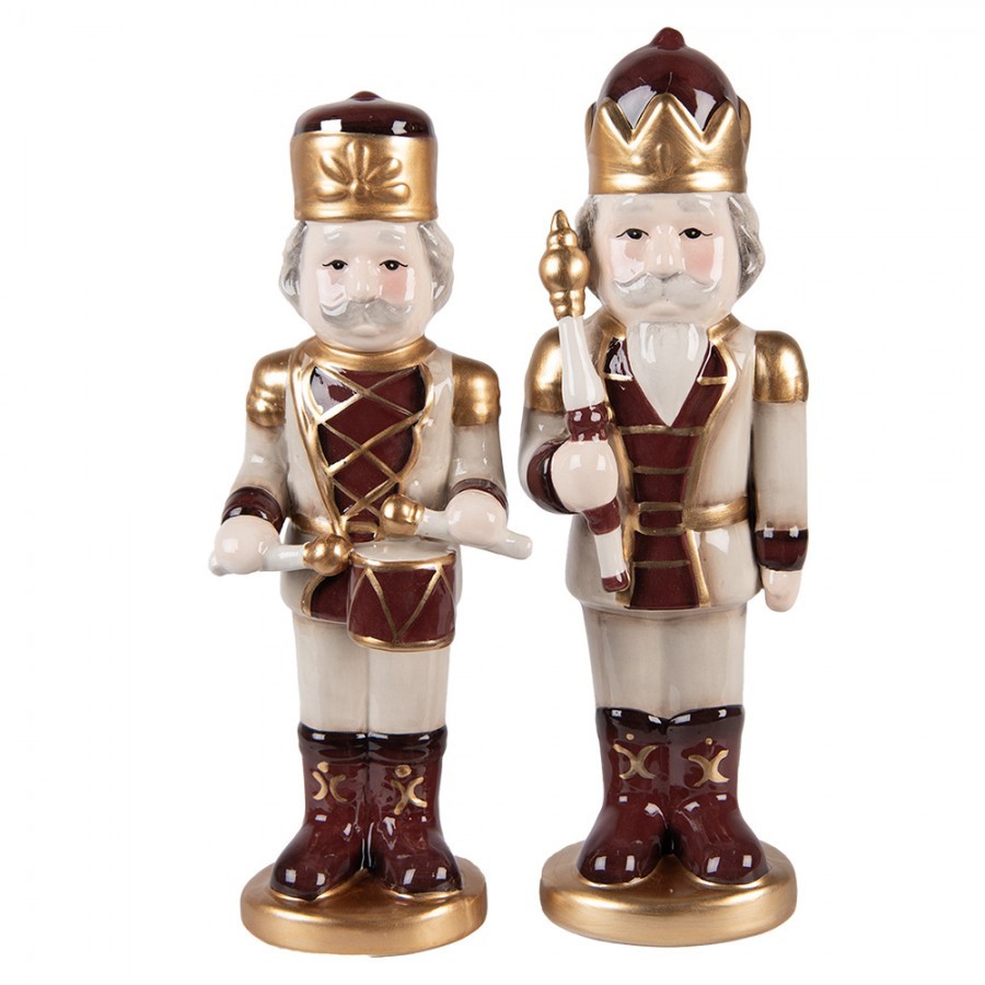 Béžová keramická dekorace Louskáček ChrisMs - 8*8*25 cm