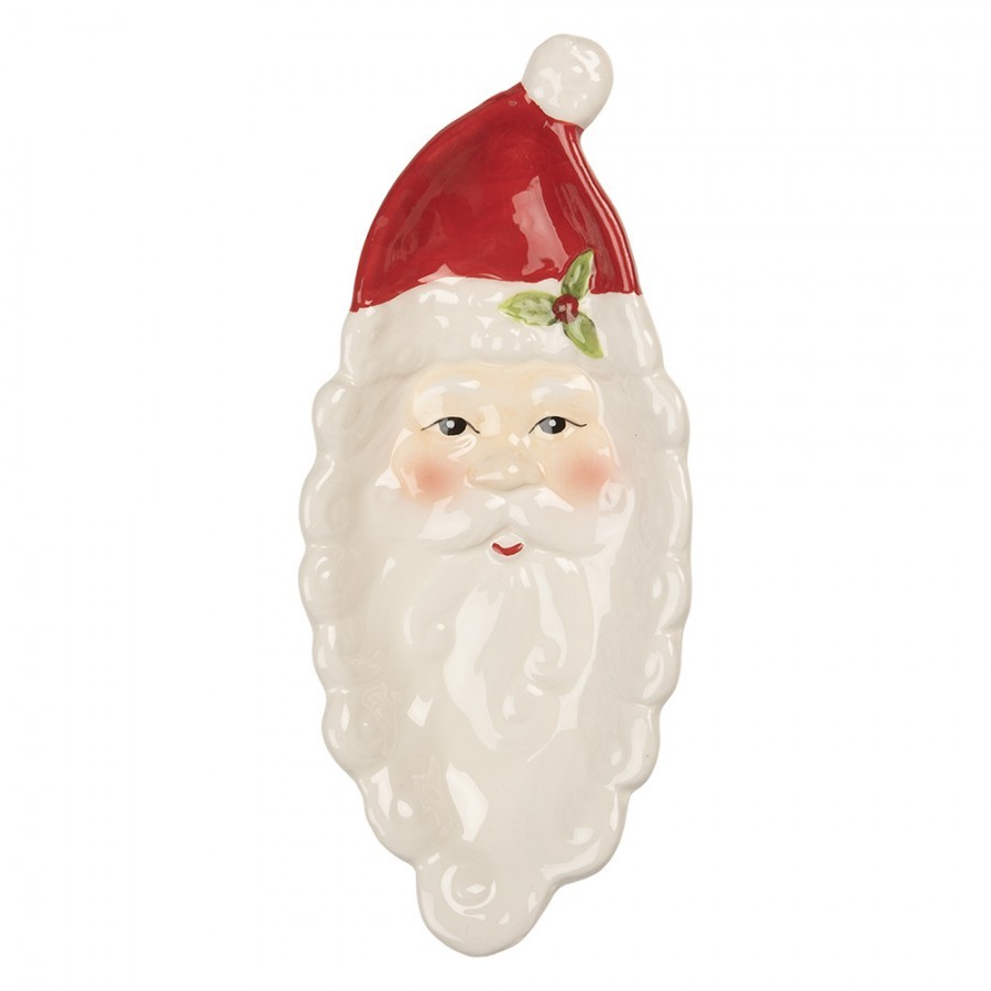 Decorative Bowl Santa Claus 11x25x3 Cm White Ceramic Santa Claus - 11*25*3 cm