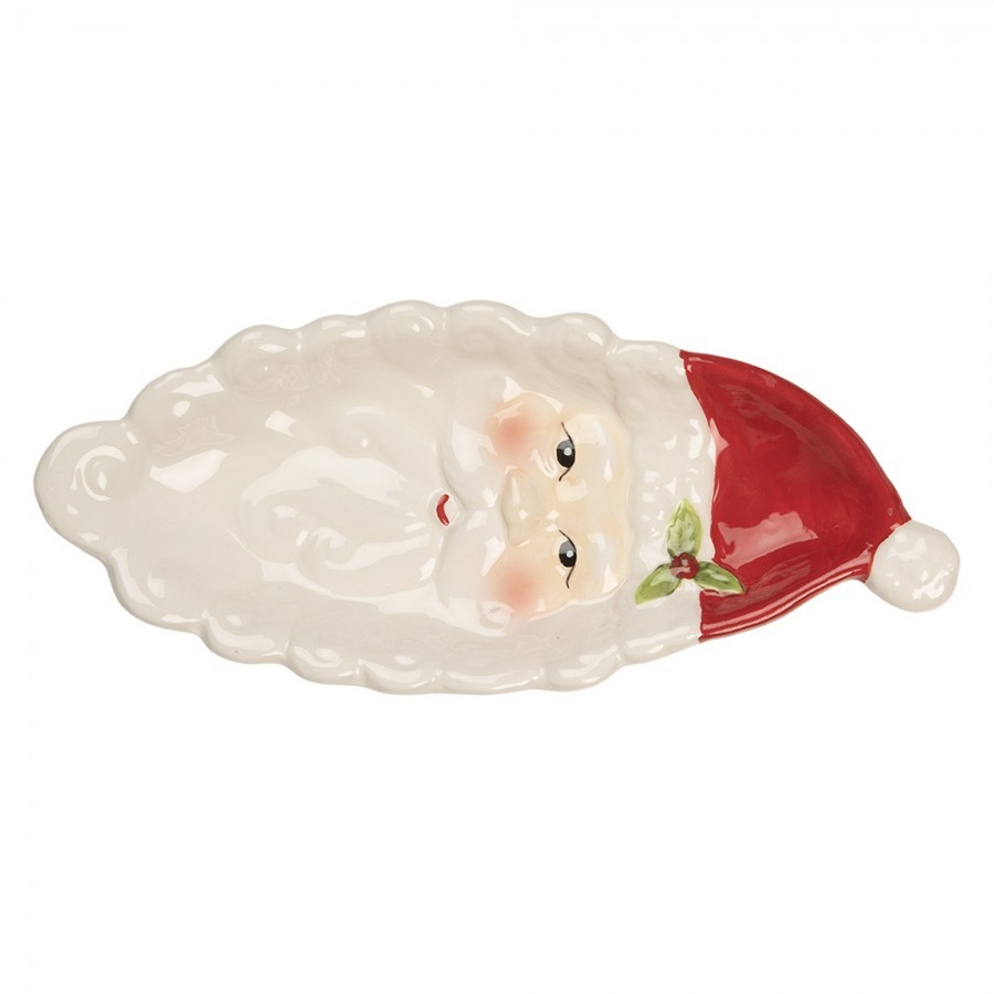 Decorative Bowl Santa Claus 11x25x3 Cm White Ceramic Santa Claus - 11*25*3 cm