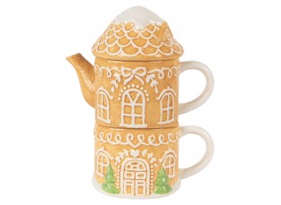 Tea For One Gingerbread House 550 Ml / 450 Ml Brown Ceramic - 19*12*23 cm / 550 ml / 450 ml