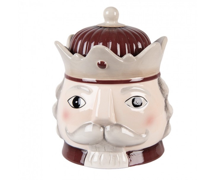 Béžová keramická dóza Louskáček Nutcracker - Ø 16*19 cm Clayre & Eef