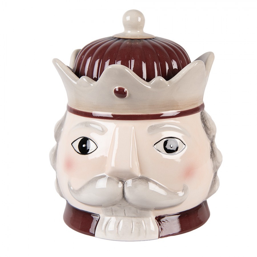 Béžová keramická dóza Louskáček Nutcracker ChrisMs - Ø 16*19 cm