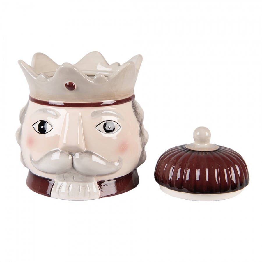 Béžová keramická dóza Louskáček Nutcracker ChrisMs - Ø 16*19 cm