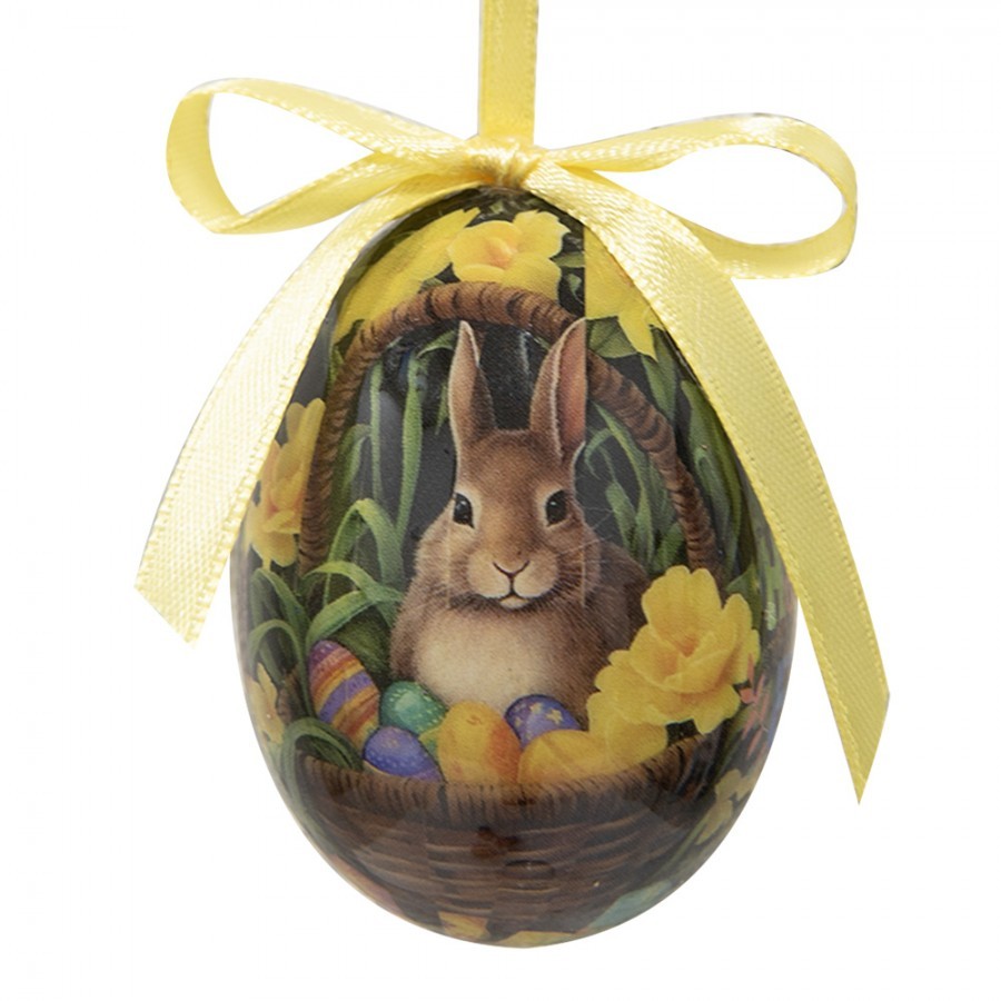 12ks dekorace závěsné vajíčko s králíčky Spring Egg - Ø 4*5 cm