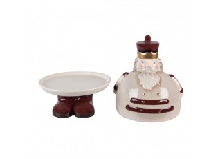 Béžový keramický podnos s poklopem Louskáček ChrisMs - Ø 17*25 cm