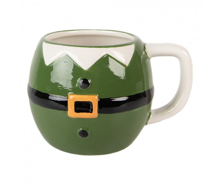 Zelený keramický hrnek Santa Claus - 14*11*9 cm / 450 ml Clayre & Eef