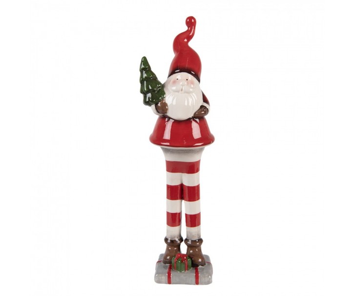 Christmas Decoration Figurine Santa Claus 30 Cm Red White Ceramic - 9.0 cm Clayre & Eef