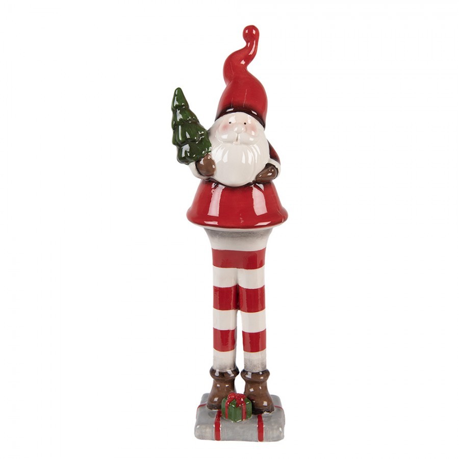 Christmas Decoration Figurine Santa Claus 30 Cm Red White Ceramic - 9.0 cm