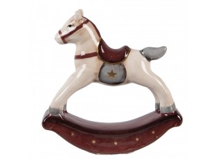 Béžovo-hnědá keramická dekorace houpací koník ChrisMs - 10*3*10 cm