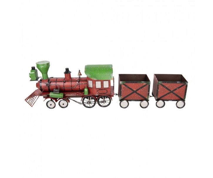 Červená kovová dekorace vláček Christmas Train - 168*30*47 cm Clayre & Eef