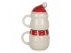 Keramický hrnek sněhulák s víčkem - 13*9*22 cm / 300 ml / 375 ml Clayre & Eef