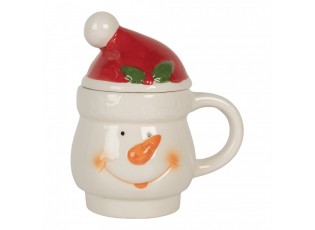 Keramický hrnek sněhulák s víčkem - 13*9*22 cm / 300 ml / 375 ml