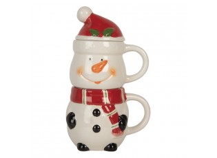 Keramický hrnek sněhulák s víčkem - 13*9*22 cm / 300 ml / 375 ml