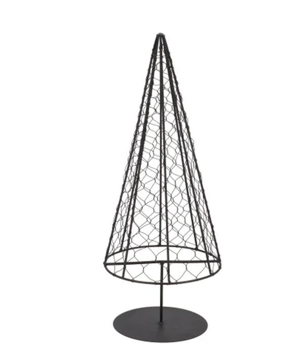 Černý antik kovový drátěný vánoční stromek Tree - Ø 18*47 cm