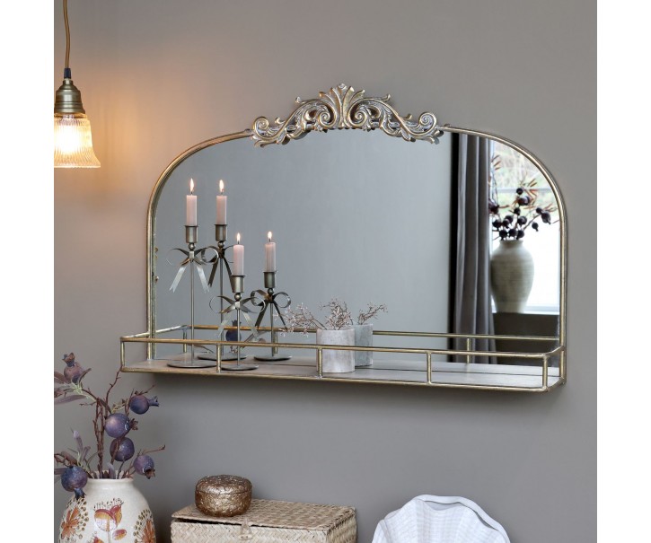 Mosazné antik nástěnné zrcadlo Corinne - 85*56*16 cm Chic Antique