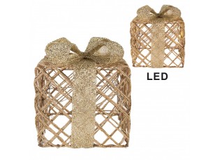 Christmas Decoration With LED Lighting Gift 25 / 20 / 15 Cm Gold Colored Metal - (3) 25*25*30 / 20*20*24 / 15*15*17 cm / 6*AA