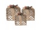 Set 3ks champagne svítící LED dárek - 25*25*30 / 20*20*24 / 15*15*17 cm / 6*AA Clayre & Eef