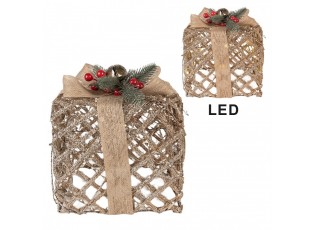 Set 3ks champagne svítící LED dárek - 25*25*30 / 20*20*24 / 15*15*17 cm / 6*AA