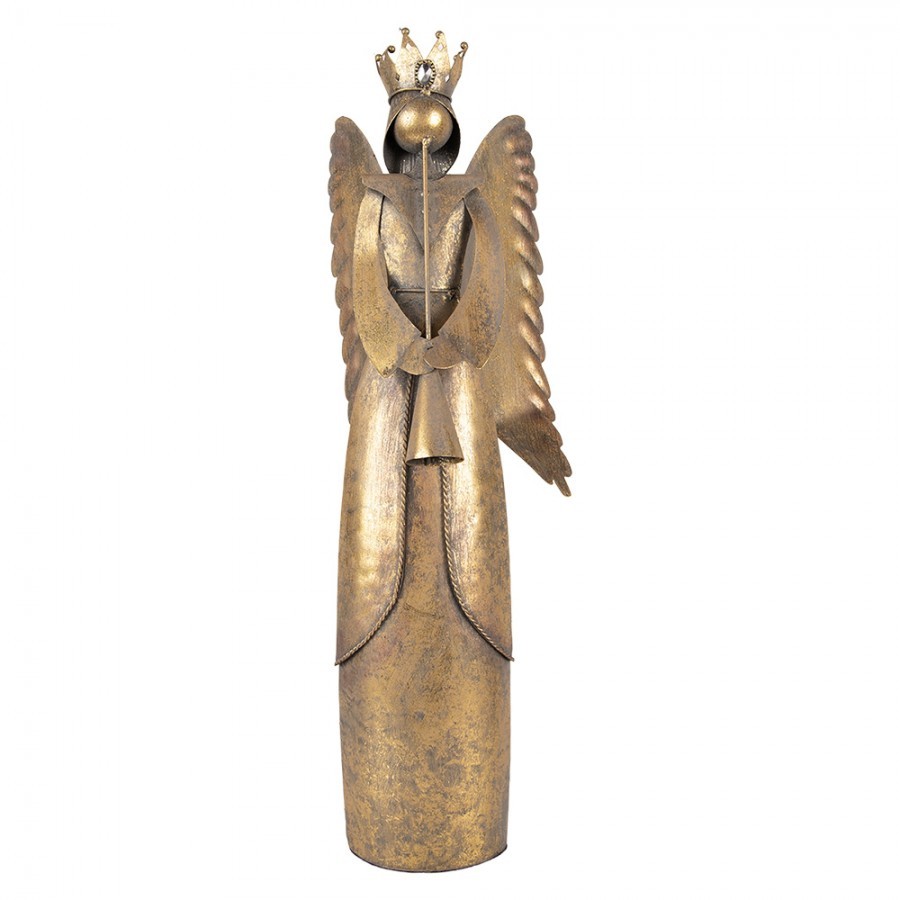 Zlatá antik kovová dekorace anděl Christmas Angel - 20*16*52 cm 6Y5945