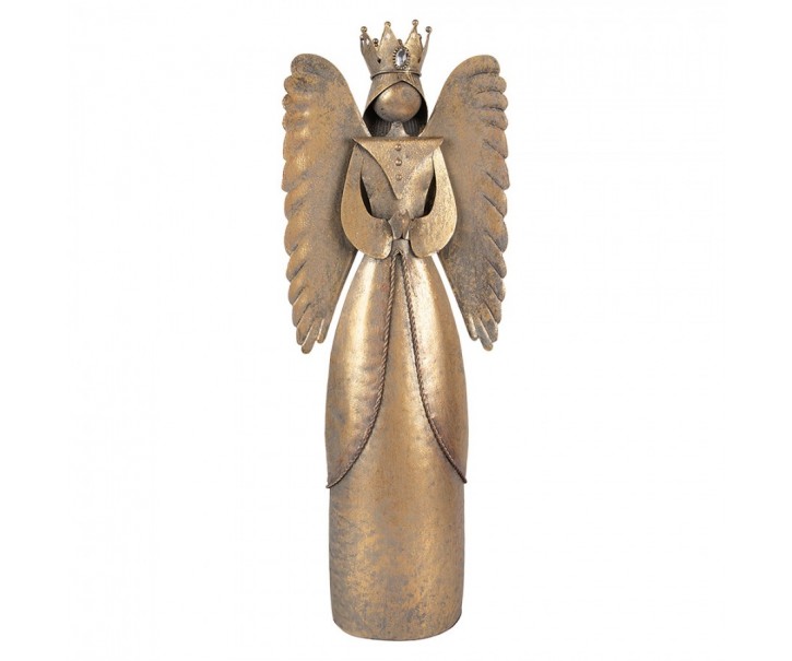 Zlatá antik kovová dekorace anděl Christmas Angel - 17*10*46 cm Clayre & Eef