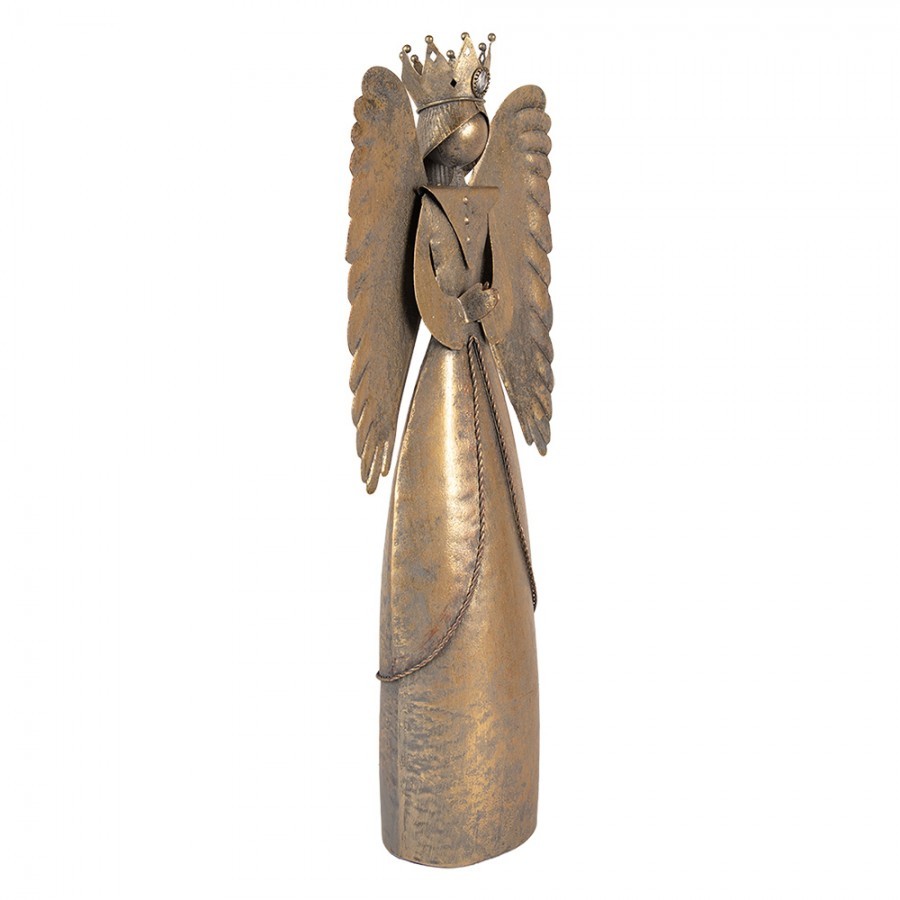 Zlatá antik kovová dekorace anděl Christmas Angel - 17*10*46 cm