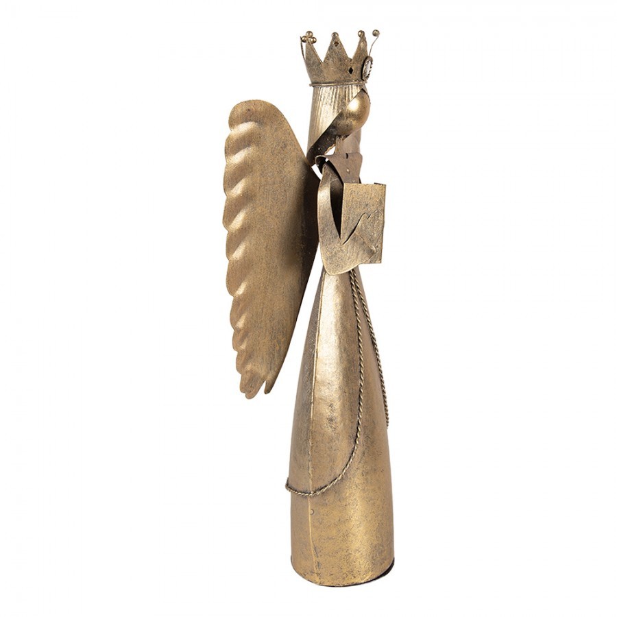 Zlatá antik kovová dekorace anděl Christmas Angel - 17*10*39 cm