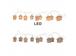 Vánoční LED řetěz s 10ti perníkovými chaloupkami - 150 cm / 2*AA