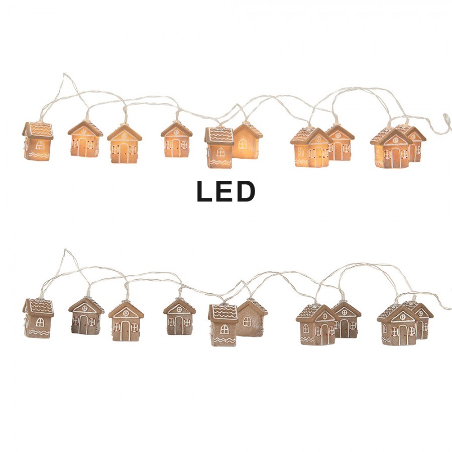 Vánoční LED řetěz s 10ti perníkovými chaloupkami - 150 cm / 2*AA