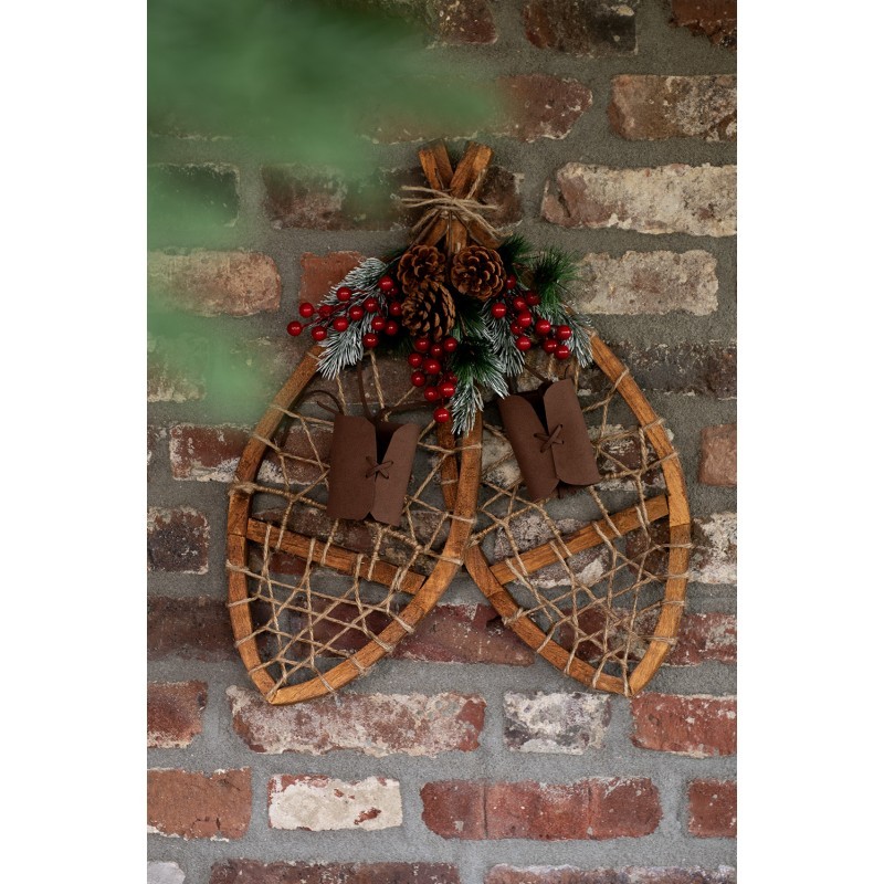 Hnědá antik dekorace sněžnice Snowshoes Vintage - 55*22*5 cm