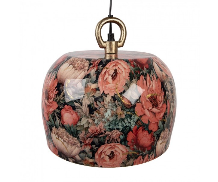 Barevné kovové závěsné světlo s květy Margo - Ø26*25 cm E27/max 1*25W Clayre & Eef
