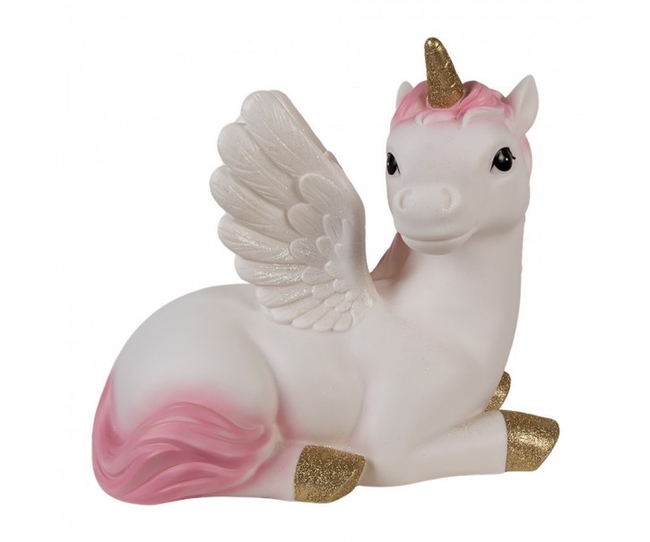 Dětská stolní LED lampička bílý jednorožec Unicorn - 41*25*40 cm Clayre & Eef