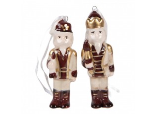 2ks vínovo-béžová keramická dekorace Louskáček ChrisMs - 3*3*10 cm