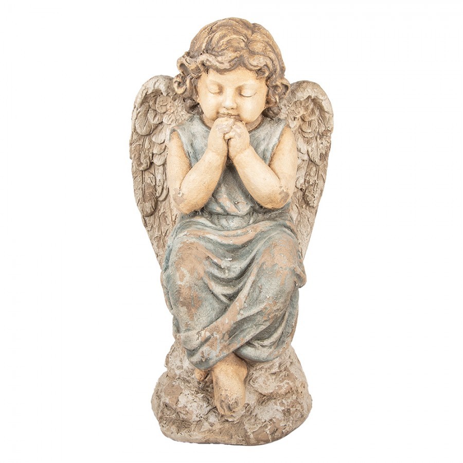 Béžová dekorační antik socha anděla Angel - 32*23*56 cm
