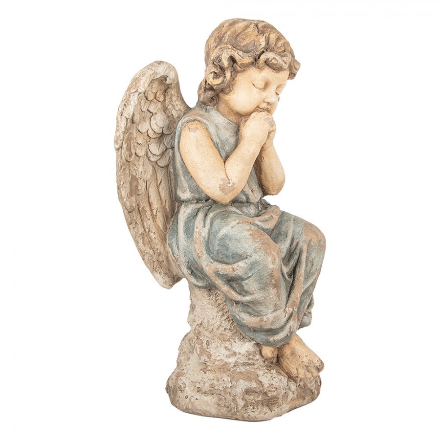 Béžová dekorační antik socha anděla Angel - 32*23*56 cm