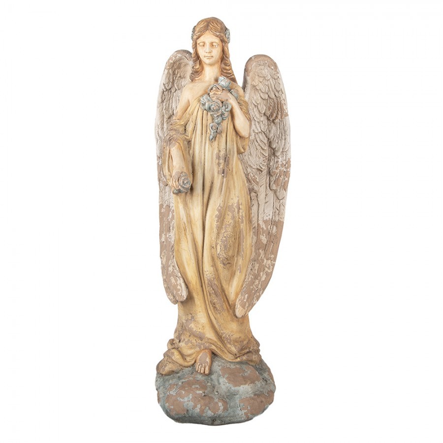 Béžová antik dekorace socha anděl Angel Vintage - 28*22*71 cm
