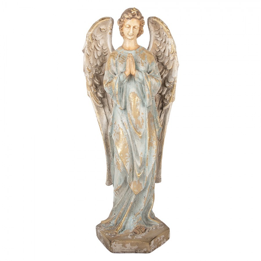 Béžová antik dekorace socha anděl Angel Vintage - 28*20*70 cm