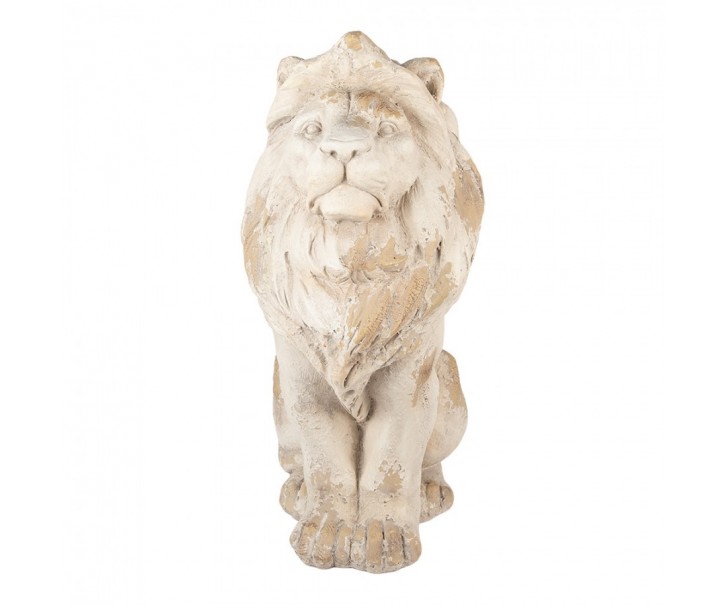 Béžová dekorativní antik socha lva Lion - 50*30*62 cm Clayre & Eef