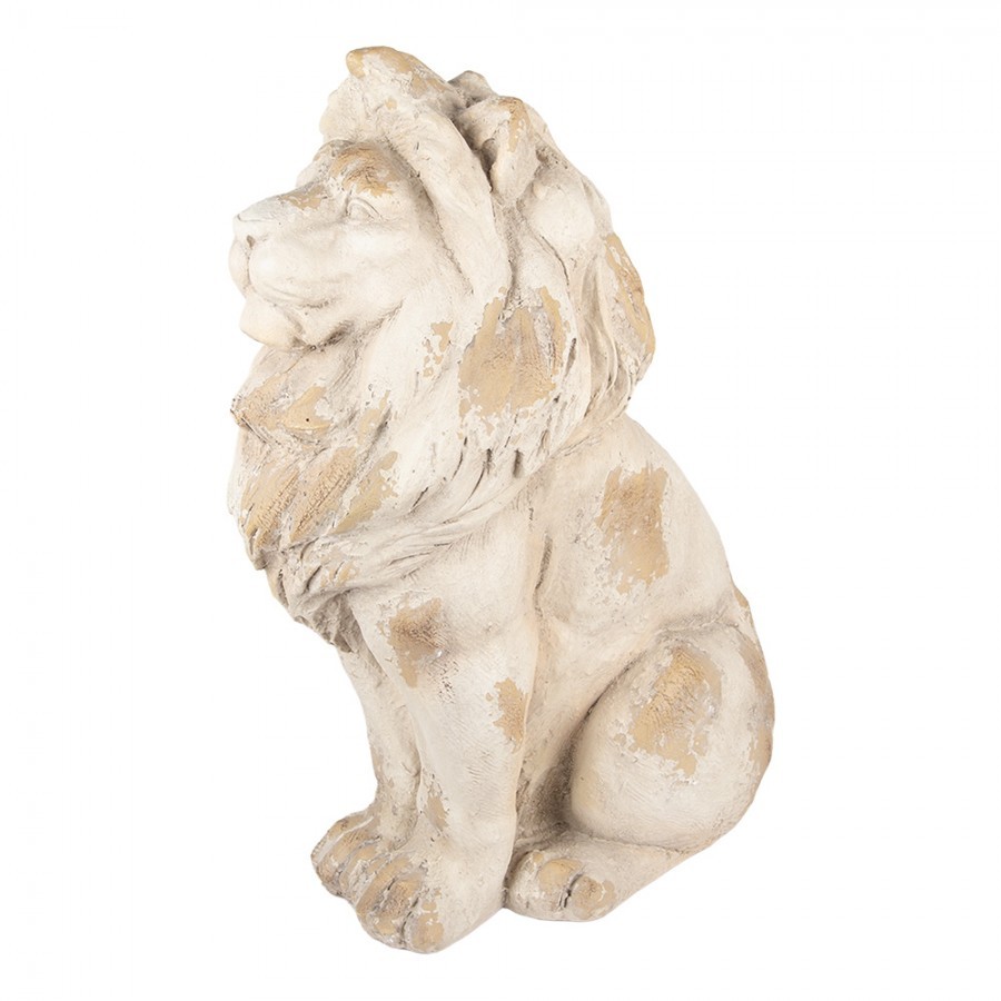 Béžová dekorativní antik socha lva Lion - 50*30*62 cm